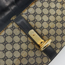 GUCCI GG Canvas Schoudertas Beige Marineblauw Goud Auth 92734-9