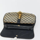 GUCCI GG Canvas Schoudertas Beige Marineblauw Goud Auth 92734-19