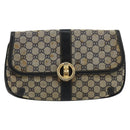 GUCCI GG Canvas Schoudertas Beige Marineblauw Goud Auth 92734-13
