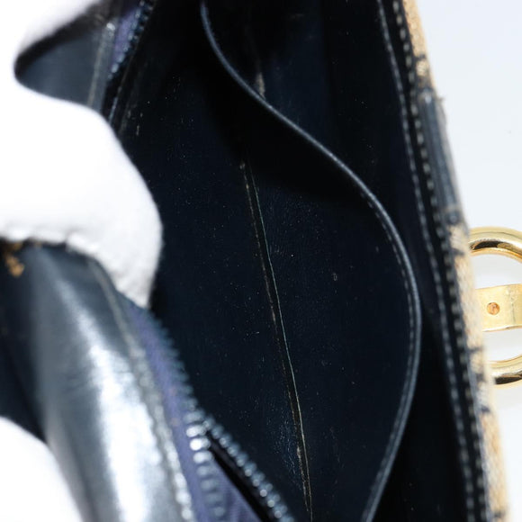 GUCCI GG Canvas Schoudertas Beige Marineblauw Goud Auth 92734