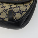 GUCCI GG Canvas Schoudertas Beige Marineblauw Goud Auth 92734-14