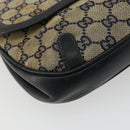 GUCCI GG Canvas Schoudertas Beige Marineblauw Goud Auth 92734-15