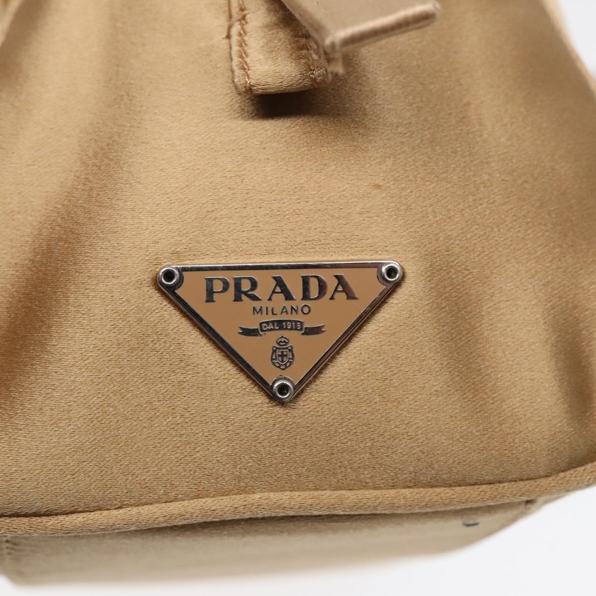 PRADA Pouch Satin Gold Auth 92767