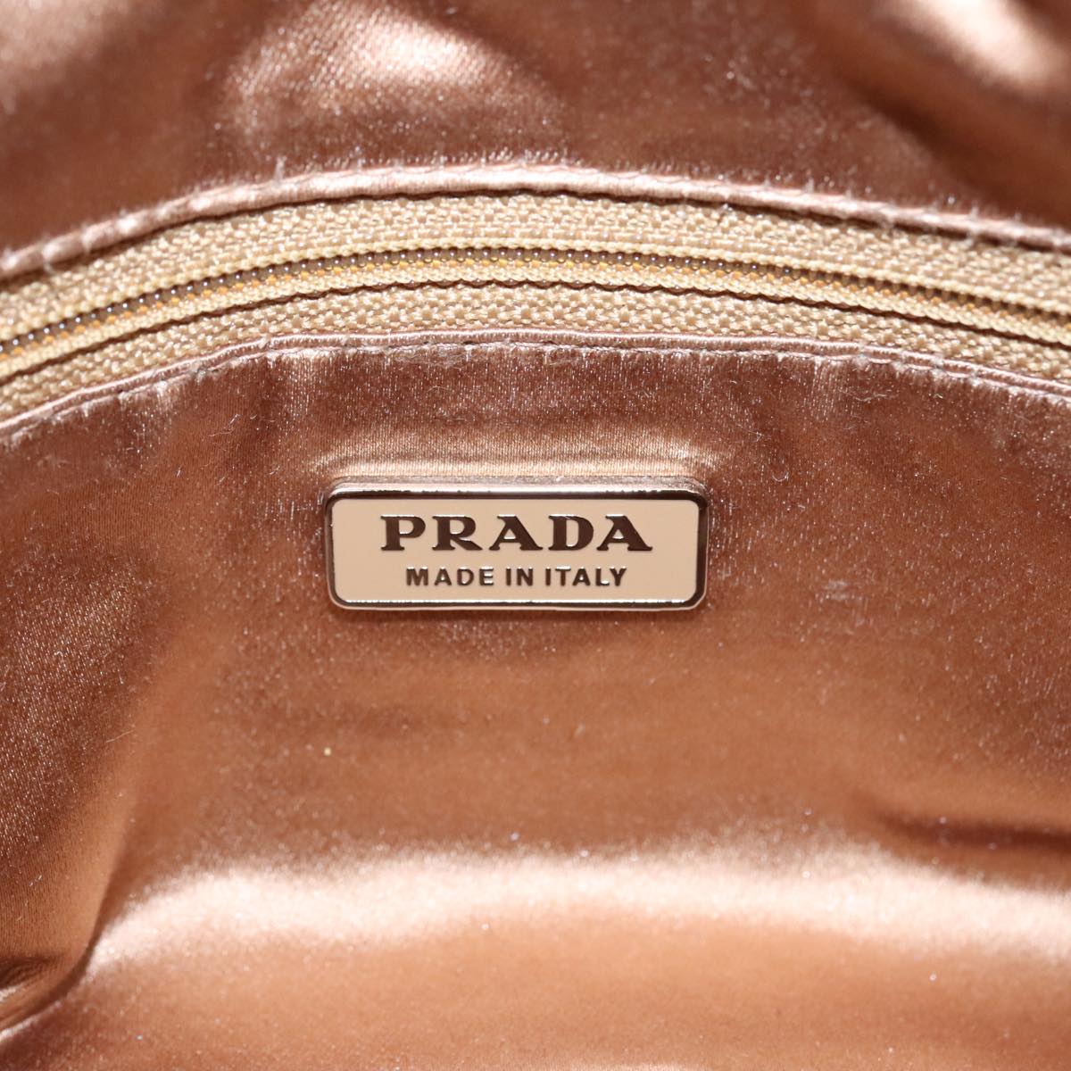 PRADA Pouch Satin Gold Auth 92767