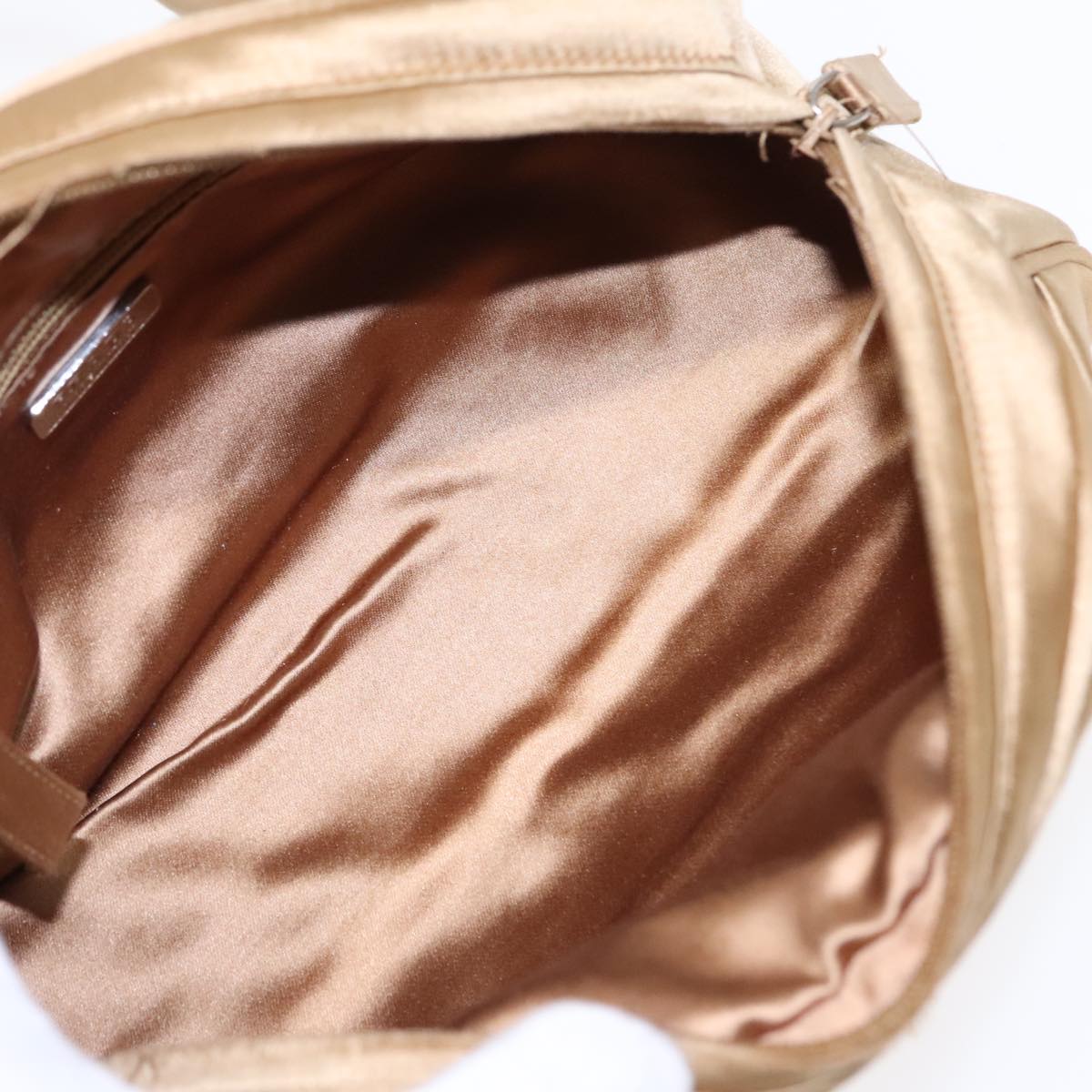 PRADA Pouch Satin Gold Auth 92767