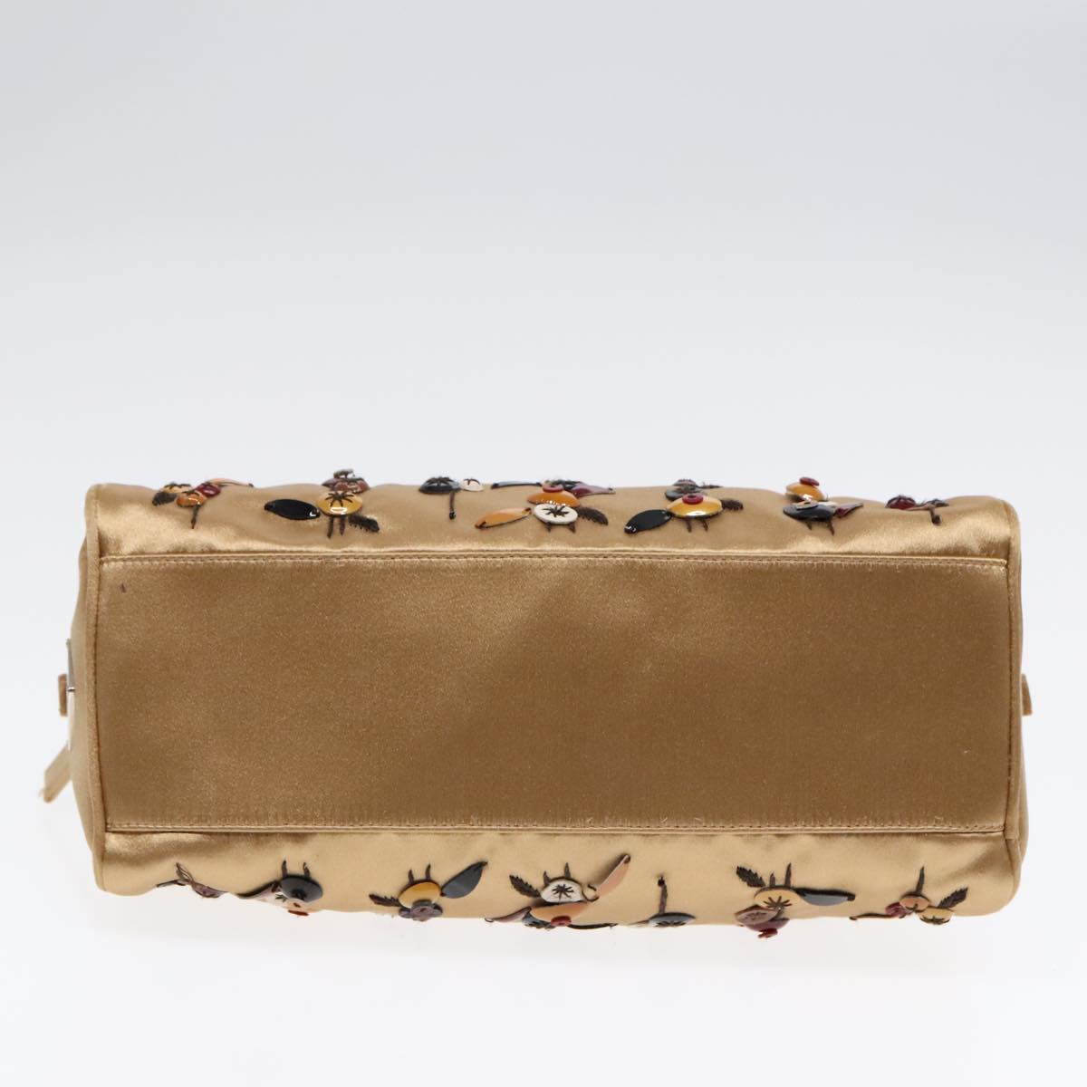 PRADA Pouch Satin Gold Auth 92767