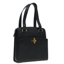 CELINE Hand Bag Leather Black Gold Auth 92770-1