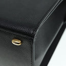 CELINE Hand Bag Leather Black Gold Auth 92770-14