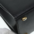 CELINE Hand Bag Leather Black Gold Auth 92770-15
