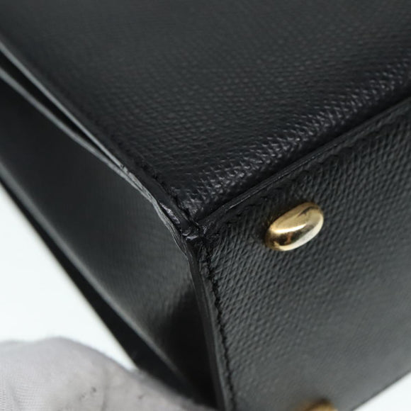 CELINE Hand Bag Leather Black Gold Auth 92770