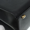 CELINE Hand Bag Leather Black Gold Auth 92770-9