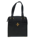 CELINE Hand Bag Leather Black Gold Auth 92770-13