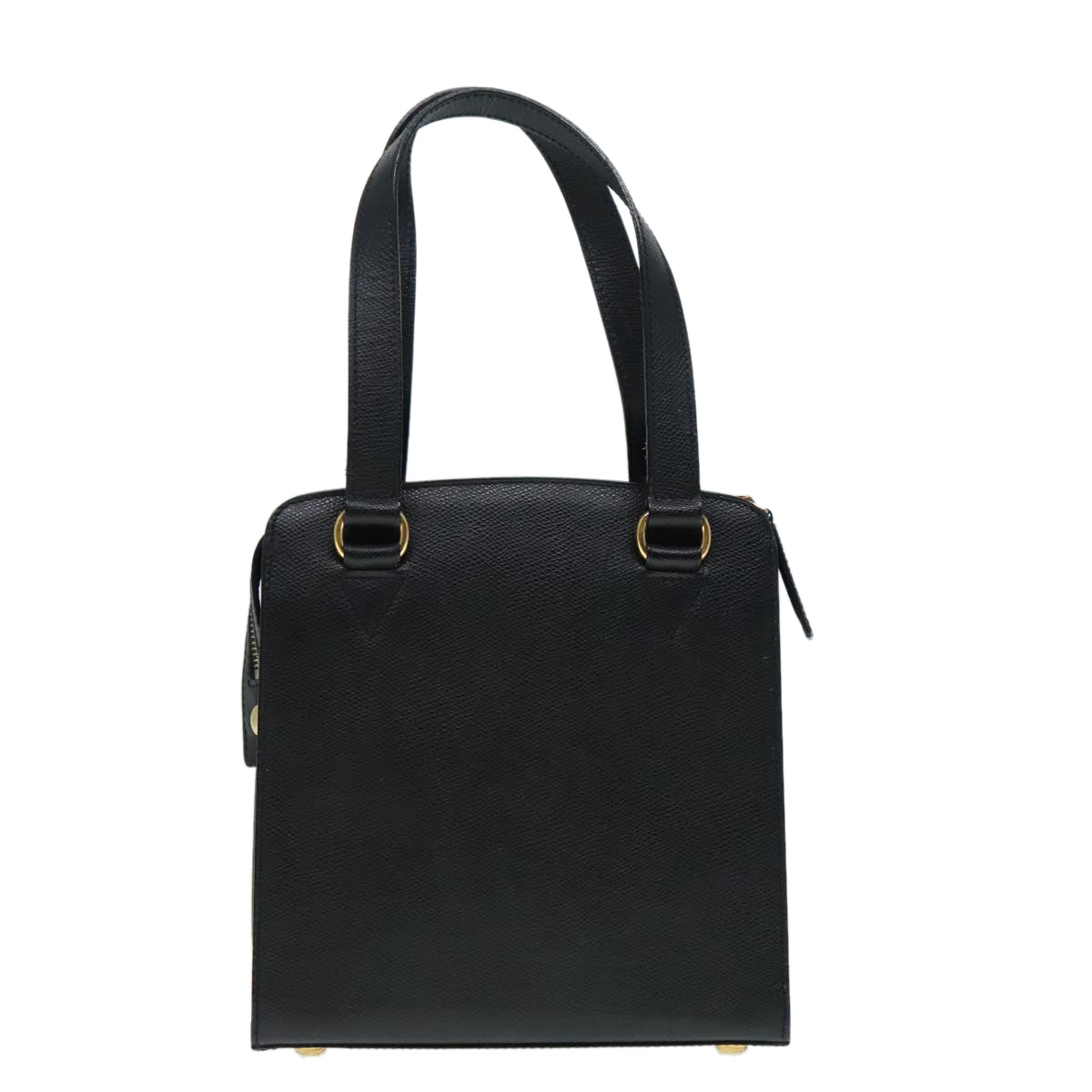 CELINE Hand Bag Leather Black Gold Auth 92770 - 0