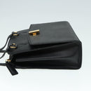 CELINE Hand Bag Leather Black Gold Auth 92770-4
