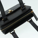 CELINE Hand Bag Leather Black Gold Auth 92770-6