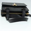 CELINE Hand Bag Leather Black Gold Auth 92770-7