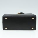 CELINE Hand Bag Leather Black Gold Auth 92770-5