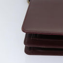 CARTIER Shoulder Bag Leather Wine Red Gold Auth 92771-14