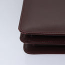 CARTIER Shoulder Bag Leather Wine Red Gold Auth 92771-16