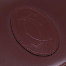 CARTIER Shoulder Bag Leather Wine Red Gold Auth 92771-17