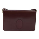 CARTIER Shoulder Bag Leather Wine Red Gold Auth 92771-13