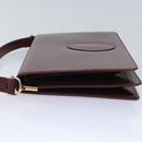 CARTIER Shoulder Bag Leather Wine Red Gold Auth 92771-3