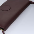 CARTIER Shoulder Bag Leather Wine Red Gold Auth 92771-6