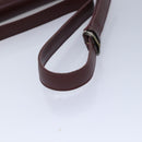 CARTIER Shoulder Bag Leather Wine Red Gold Auth 92771-7
