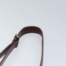 CARTIER Shoulder Bag Leather Wine Red Gold Auth 92771-8