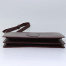 CARTIER Shoulder Bag Leather Wine Red Gold Auth 92771-5