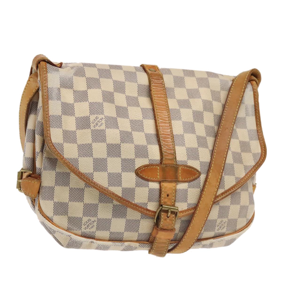 LOUIS VUITTON Damier Azur Saumur 30 Shoulder Bag N48202 LV Auth 92779