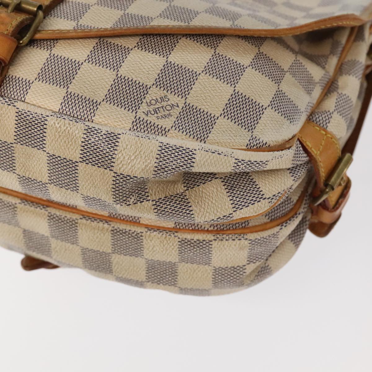 LOUIS VUITTON Damier Azur Saumur 30 Shoulder Bag N48202 LV Auth 92779