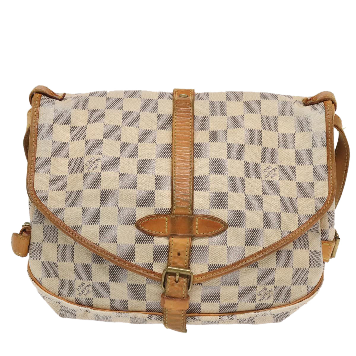 LOUIS VUITTON Damier Azur Saumur 30 Shoulder Bag N48202 LV Auth 92779