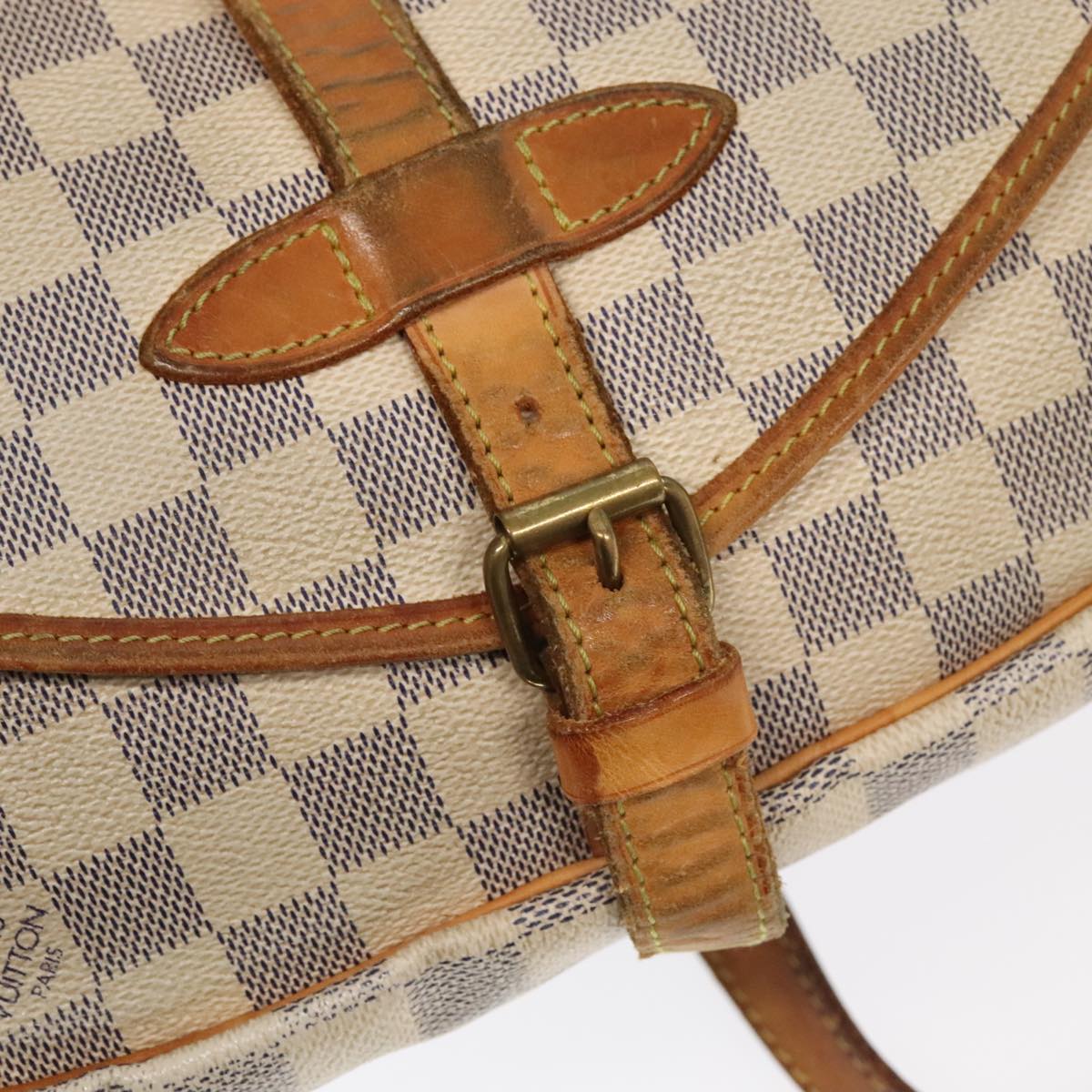 LOUIS VUITTON Damier Azur Saumur 30 Shoulder Bag N48202 LV Auth 92779