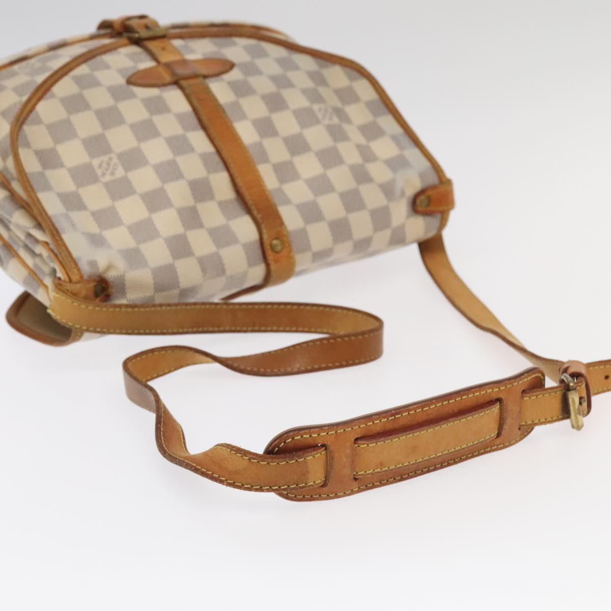 LOUIS VUITTON Damier Azur Saumur 30 Shoulder Bag N48202 LV Auth 92779