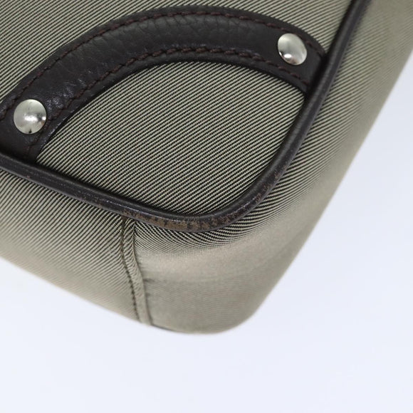 BURBERRY Nova Check Umhängetasche Nylon Leder Grau Beige Silber Auth 92799