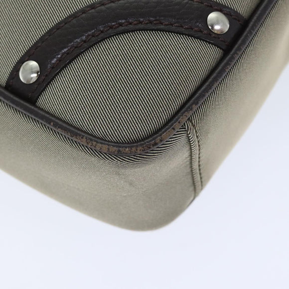 BURBERRY Nova Check Umhängetasche Nylon Leder Grau Beige Silber Auth 92799