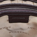 BURBERRY Nova Check Shoulder Bag Nylon Leather Gray Beige Silver Auth 92799-9