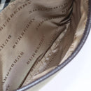 BURBERRY Nova Check Umhängetasche Nylon Leder Grau Beige Silber Auth 92799-11