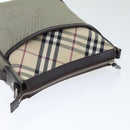BURBERRY Nova Check Umhängetasche Nylon Leder Grau Beige Silber Auth 92799-5