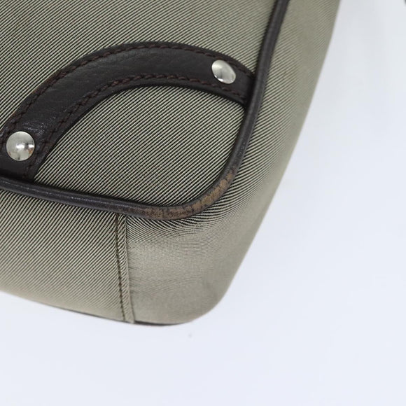 BURBERRY Nova Check Umhängetasche Nylon Leder Grau Beige Silber Auth 92799