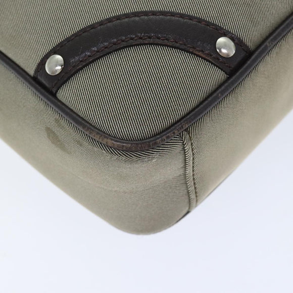 BURBERRY Nova Check Umhängetasche Nylon Leder Grau Beige Silber Auth 92799