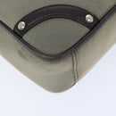 BURBERRY Nova Check Shoulder Bag Nylon Leather Gray Beige Silver Auth 92799-14