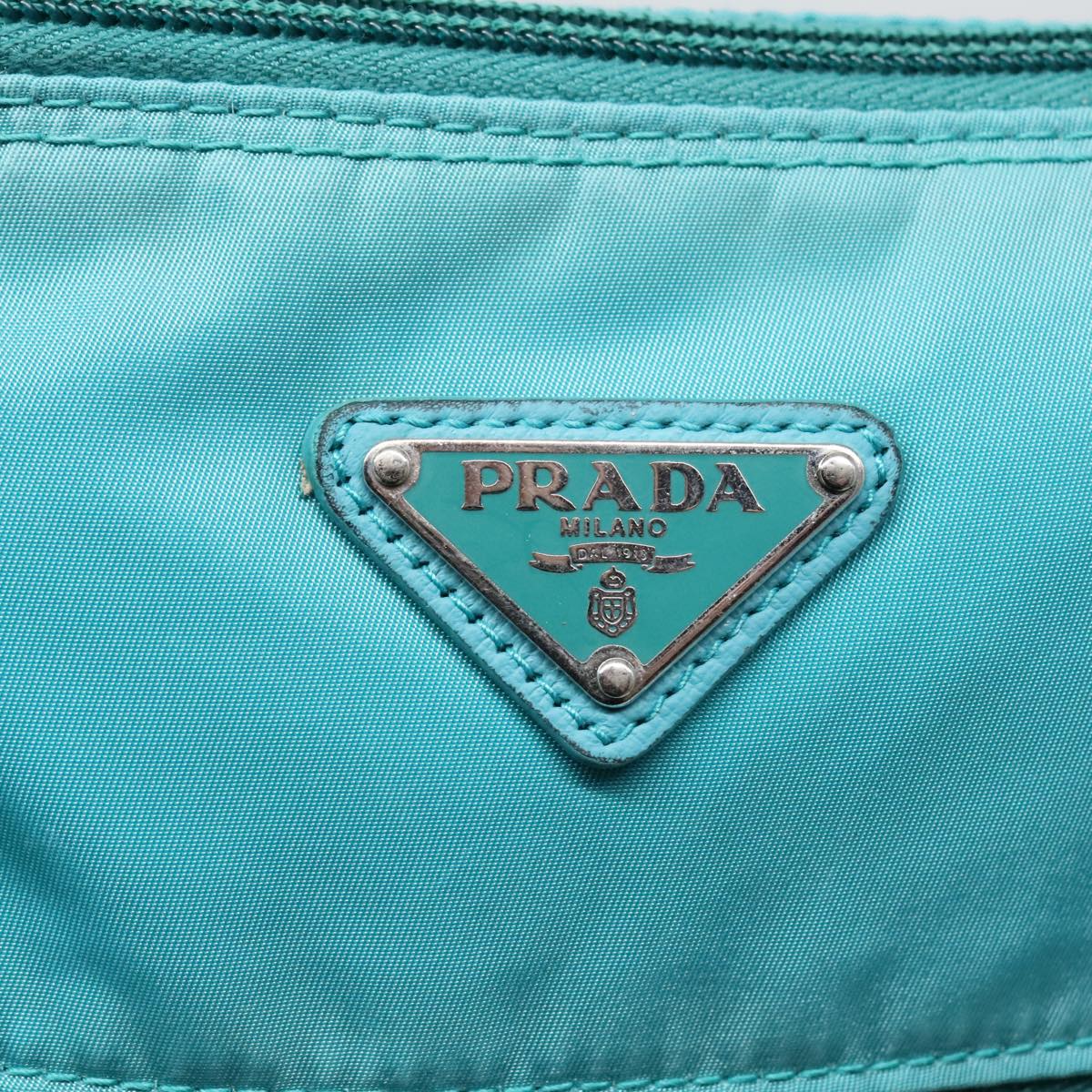 PRADA Shoulder Bag Nylon Blue Silver Auth 92806