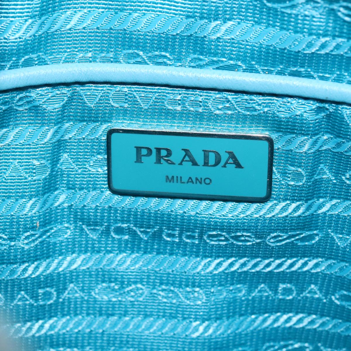 PRADA Shoulder Bag Nylon Blue Silver Auth 92806