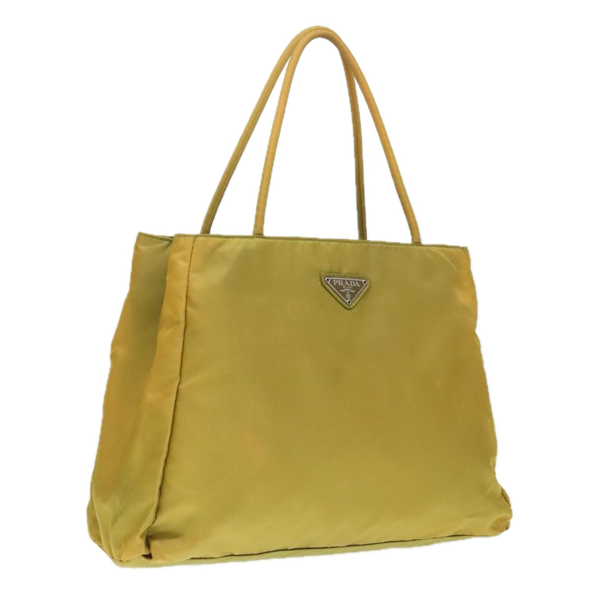 PRADA Tote Bag Nylon Yellow Silver Auth 92807