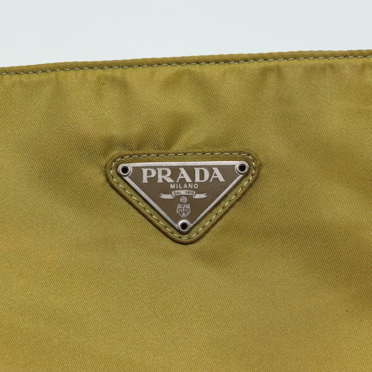 PRADA Tote Bag Nylon Yellow Silver Auth 92807