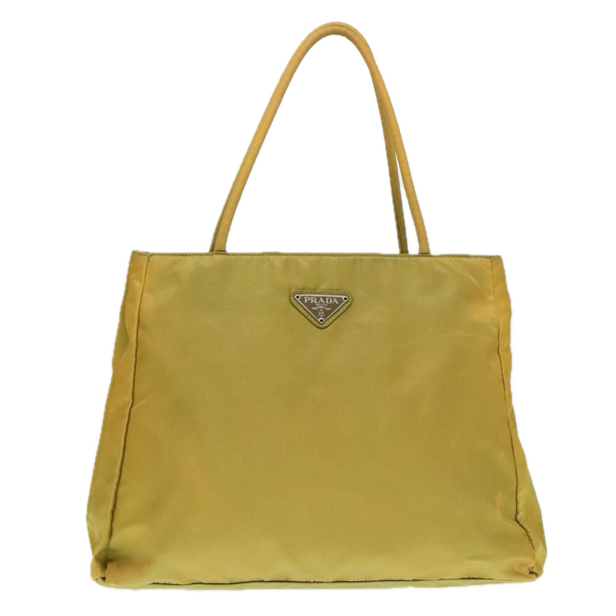 PRADA Tote Bag Nylon Yellow Silver Auth 92807