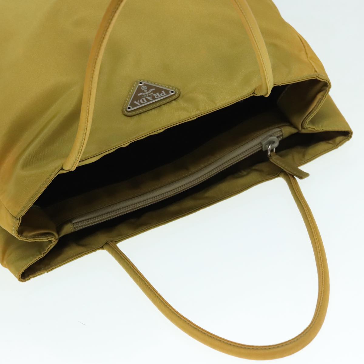 PRADA Tote Bag Nylon Yellow Silver Auth 92807