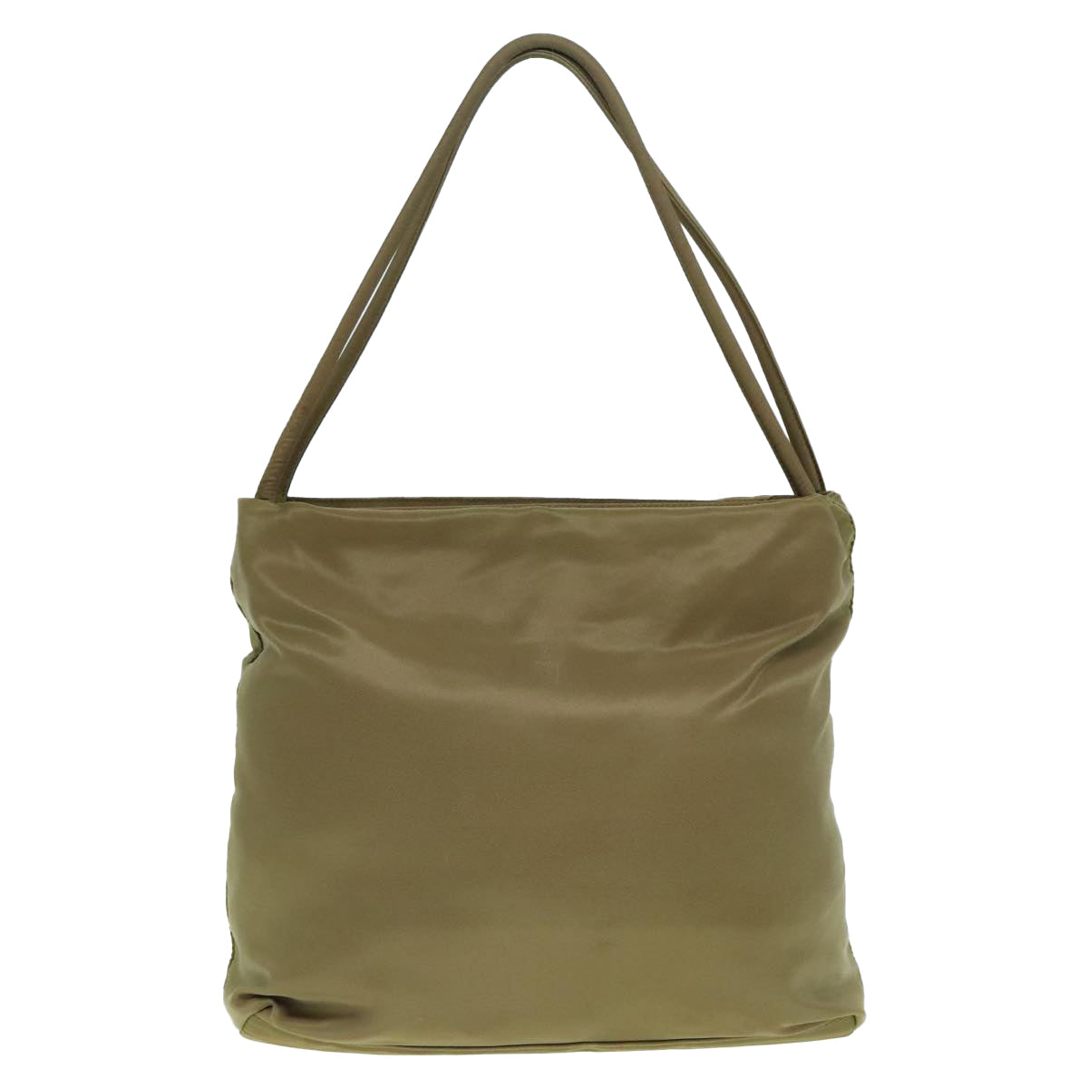 PRADA Tote Bag Nylon Khaki Silver Auth 92810 - 0